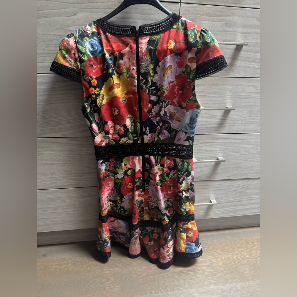 Alice + Olivia Multicolor Floral Dress with Black Accents